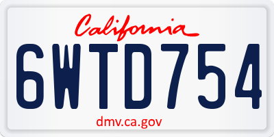 CA license plate 6WTD754