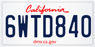 CA license plate 6WTD840