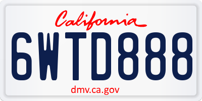 CA license plate 6WTD888