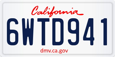 CA license plate 6WTD941