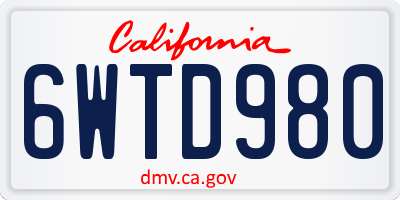 CA license plate 6WTD980