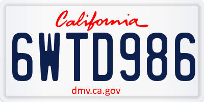 CA license plate 6WTD986