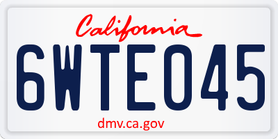 CA license plate 6WTE045