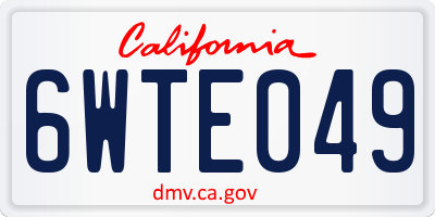 CA license plate 6WTE049