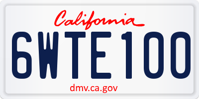 CA license plate 6WTE100