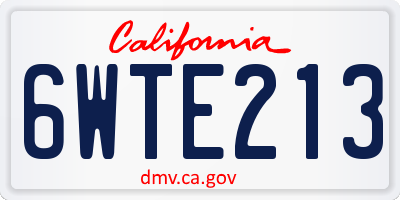 CA license plate 6WTE213