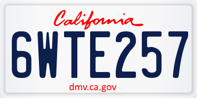 CA license plate 6WTE257
