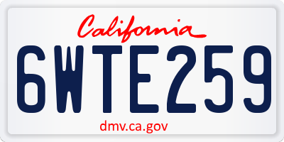 CA license plate 6WTE259
