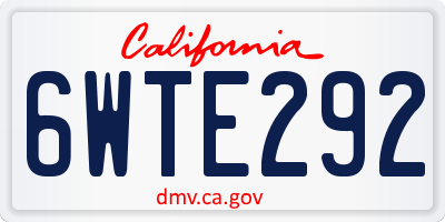 CA license plate 6WTE292