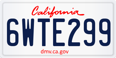 CA license plate 6WTE299