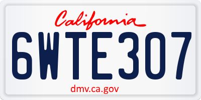CA license plate 6WTE307