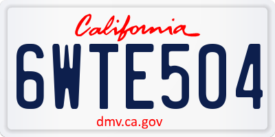 CA license plate 6WTE504