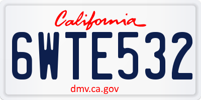 CA license plate 6WTE532