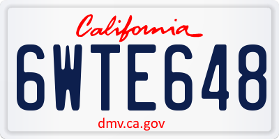 CA license plate 6WTE648