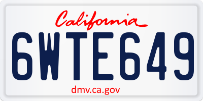 CA license plate 6WTE649