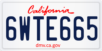 CA license plate 6WTE665