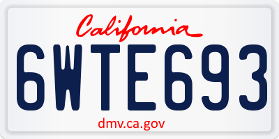 CA license plate 6WTE693