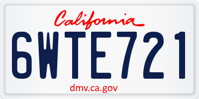 CA license plate 6WTE721