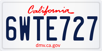 CA license plate 6WTE727