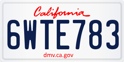 CA license plate 6WTE783