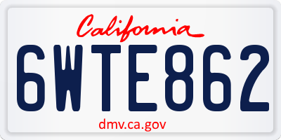 CA license plate 6WTE862