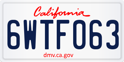 CA license plate 6WTF063