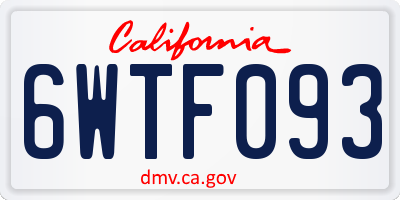 CA license plate 6WTF093