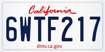 CA license plate 6WTF217
