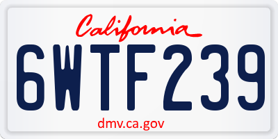CA license plate 6WTF239