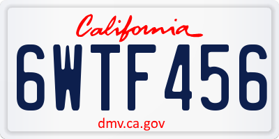 CA license plate 6WTF456