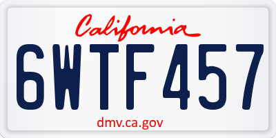 CA license plate 6WTF457