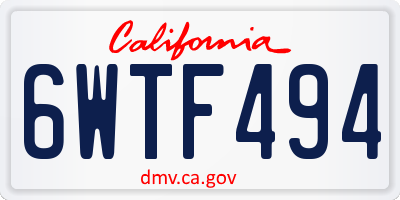 CA license plate 6WTF494
