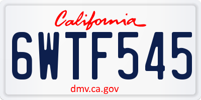 CA license plate 6WTF545
