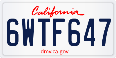 CA license plate 6WTF647