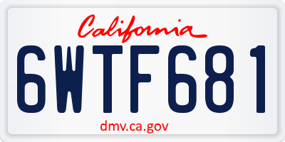 CA license plate 6WTF681