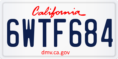 CA license plate 6WTF684