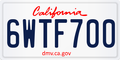 CA license plate 6WTF700