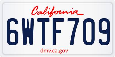 CA license plate 6WTF709