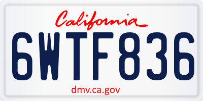 CA license plate 6WTF836