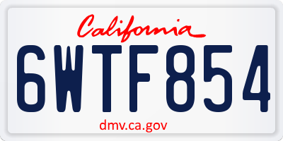 CA license plate 6WTF854