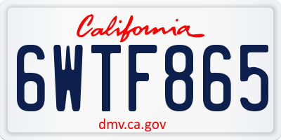 CA license plate 6WTF865