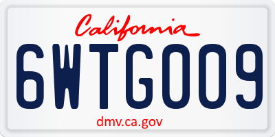 CA license plate 6WTG009