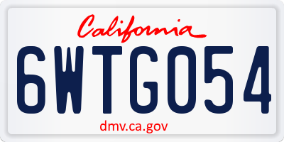 CA license plate 6WTG054