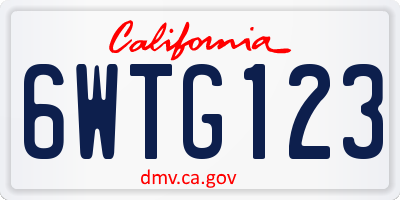CA license plate 6WTG123