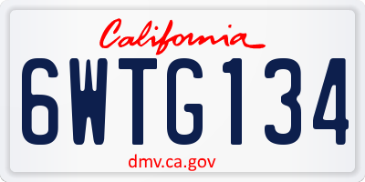 CA license plate 6WTG134