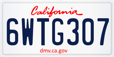 CA license plate 6WTG307