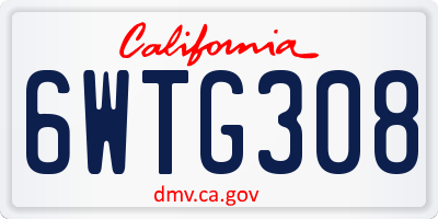 CA license plate 6WTG308
