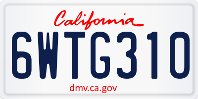 CA license plate 6WTG310
