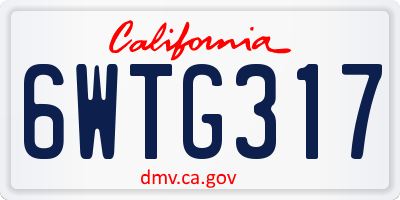 CA license plate 6WTG317