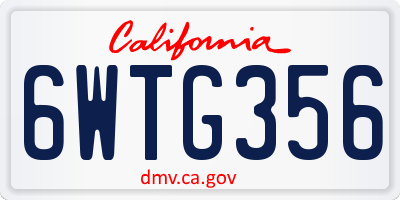 CA license plate 6WTG356